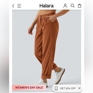 HALARA Ribbed Straight-Leg Pants in Rust